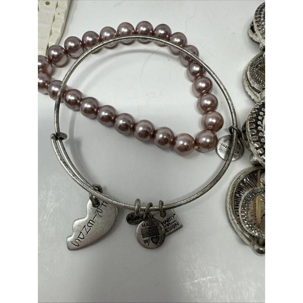 Lot Of 15 Jewelry Bracelets Watches - Fossil Cato silver sparkle flower Alex Ani